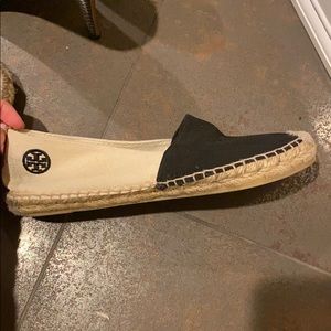 Tory Burch Black/White Canvas Espadrilles